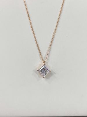 Κίνα Solitaire Princess Cut 1ct Lab Grown White Diamond Necklace Pendant προς πώληση