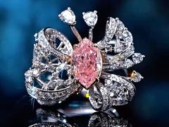 Bowknot Butterfly Design Pink Lab Grown Diamond Ring For Party Jewelry Design