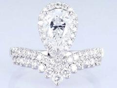 18k Pear Shape Full Diamonds Women Ring White Lab Grown Diamond Ring Princess Design Luxury Design