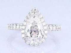 18k Pear Around Full Diamonds Women Ring White Lab Grown Diamond Ring