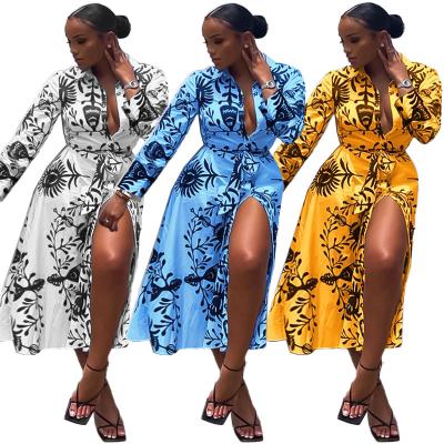 China Anti-Static Casual Shirt Dress Lapel Long Sleeve Feminine Women High Waist Mini Dresses for sale