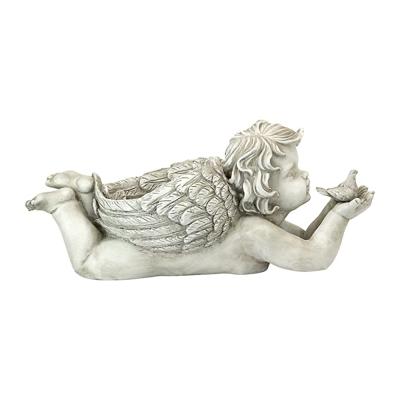 China Europe God's Cherub Messenger with Bird Angel Statue Antique Stone for sale