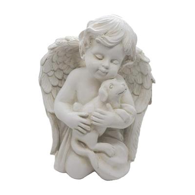 China Europe Resin Baby Angel With Puppy Memorial Sculpt Guardian Keepsake Souvenir Indoor Outdoor Figurine for sale