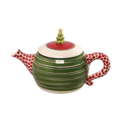 China Sustainable Collection Christmas Ceramic Teapot with Tree Lid for sale