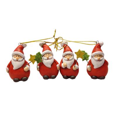 China Santa Claus Hanging Decoration Ceramic Santa Claus Christmas Ornament Christmas Hanging for sale