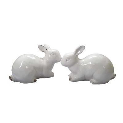 China Large Glazed White Porcelain Ceramic Rabbit Easter Bunny Gifts Easter for sale