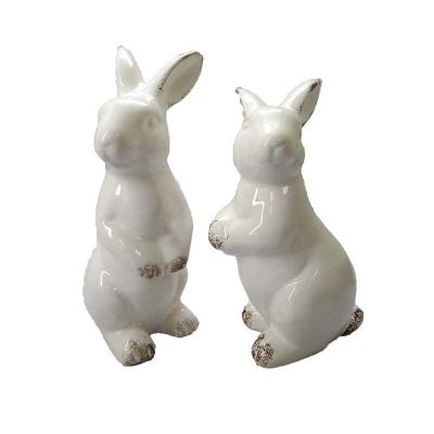 China Decorative Easter Decor White Ceramic Easter Bunnies for sale