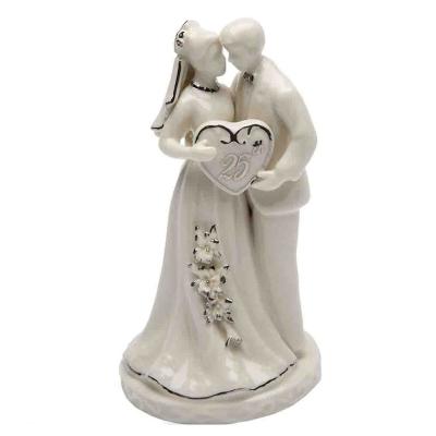 China Wedding Decoration Ceramic 25th Anniversary Love Couple Figurines for sale