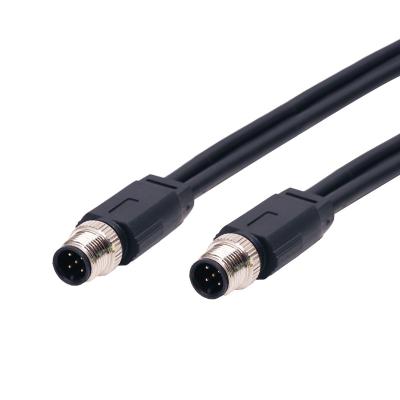 China Automotive M12 A Coding 4pin Male To Male Molded Waterproof Cable for sale