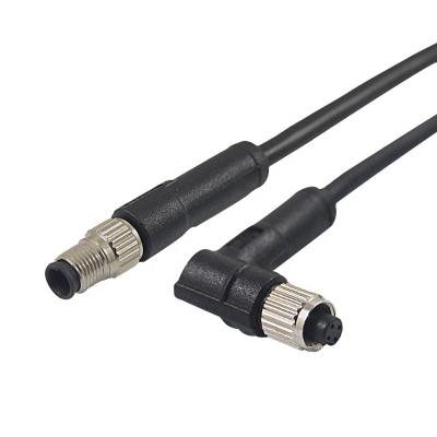 China IP67 M5 Automotive Male Straight To 3pin 4pin Waterproof Cable Connector Female Elbow 90 Degree for sale