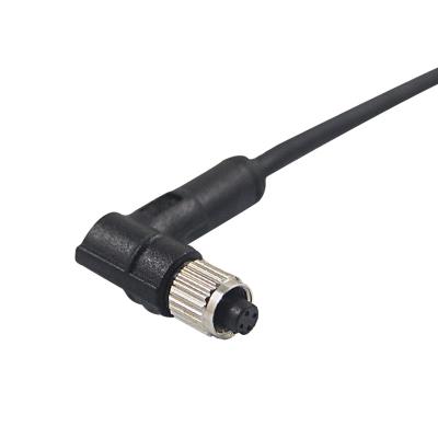 China Automotive M5 90 Degree Connector 3pin 4pin Waterproof Circular Rectangle Female Molded 0.5m PVC Cable, Free End for sale