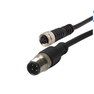 China Automotive M8 Female To Male 4 Pin M12 Straight Waterproof Molded Cable Connector for sale