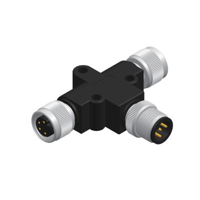 China Waterproof 3/4/5/6/8pin T Pin To Dual 4 Pin M8 Connector 4 Pin T Type Automotive Splitter for sale