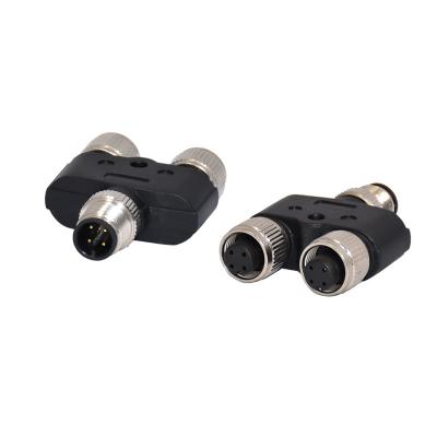 China IP68 m8 automotive type 1 male y 2 to female A code 3pin splitter socket for sale