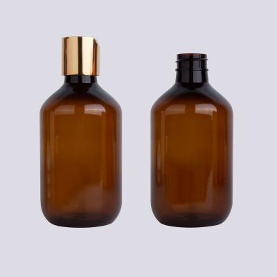 China PET 350ml Cosmetic Bottle Shampoo Bottle Spot Goods Amber Plastic Lotion Bottle With Press Cap for sale