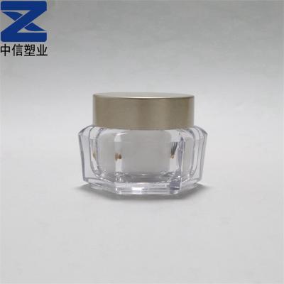 China Cosmetic Customized Hexagon Face Cream Jar AS 40g Plastic Cream Jar Eye Cream Jar For Skin Care for sale