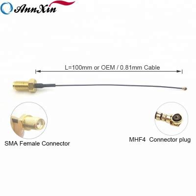 China OEM Mhf4 Electronic Connector Plug To SMA Female Connector RG0.81 RF Coaxial Cable Assembly for sale