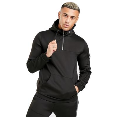 China Wholesale Men's Quarter Zip Anti-Wrinkle Up Hoodie Sweatshirts OEM Custom Sports Gym Blank Pullover Mens Hoodies for sale