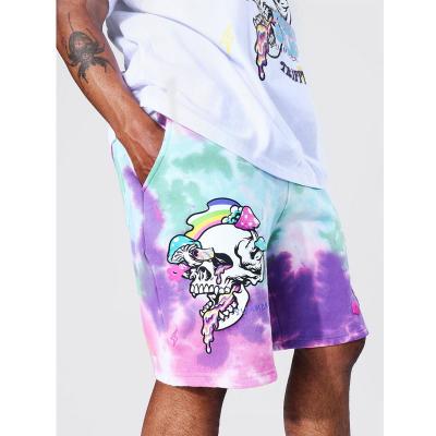 China Anti-Wrinkle Mens Graphic Print Tie Dye Tank Top Summer Sweat Shorts Loose Jogger Cargo Shorts Pants Men Sports Shorts for sale