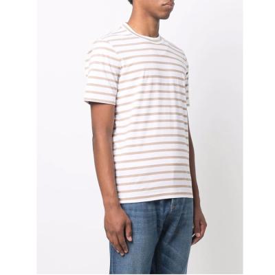 China Custom Made Mens Summer 100% Cotton Casual Horizontal Stripe Slim Fit T-Shirt Anti-Wrinkle Mens Tee Shirts for sale