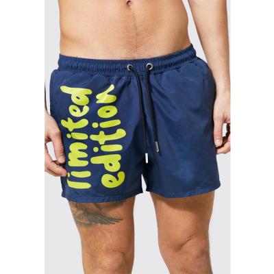 China Custom Logo Print Polyester Waterproof Lightweight Anti-Wrinkle Short Length Shorts Mens Beachwear Summer Swim Hawaiian Board Shorts for sale