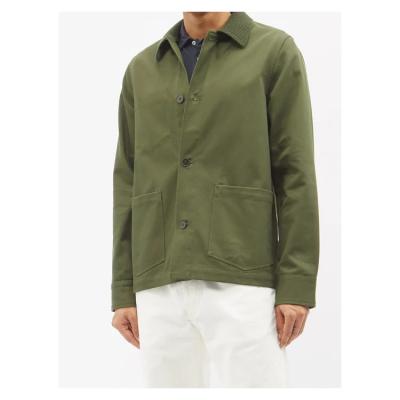 China Custom Green Mid Weight Twill Mid Collar Long Sleeve Cotton Anti-pilling Men's Casual Overshirt Shirts for sale