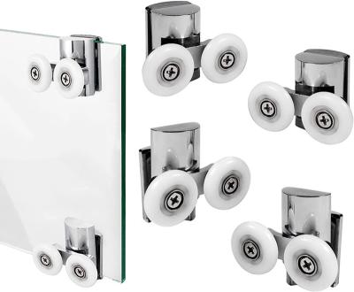 China Rolling Smoothly Free sample Zinc Alloy Glass Shower Door Runners 23mm Twin Shower Door Rollers for sale