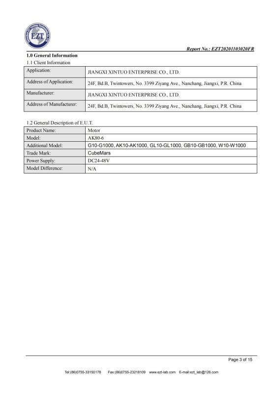 FCC - Jiangxi Xintuo Industrial Co., Ltd.