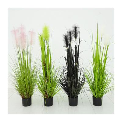 China High Quality PVC Longstar Reed Plant Artificial Onion Grass Garden Decoration in Pot for sale