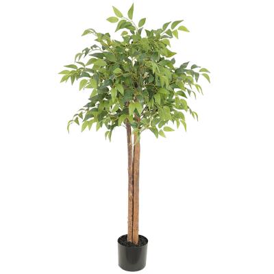 China Longstar decoration plant supply simulation trees silk green indoor outdoor indoor decorative ficus artificial banyan tree for sale