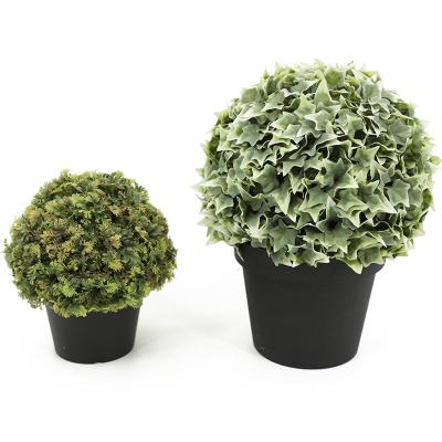 China 2022 New Design Artificial Bonsai Garden Ornament Realistic Wholesale Topiary Grass Ball In Plastic Pot For Sale for sale