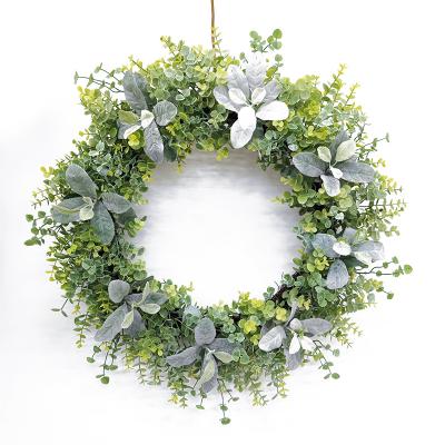 China Artificial Green Natural Artificial Spring Touch Wreath Summer Plastic Wreath Boxwood Evergreen Wreath for sale