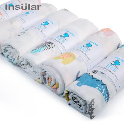 China Folded Muslin Baby Wrap With Double Layers Muslin Bamboo Fiber Wrap And Attractive Cartoon Design for sale