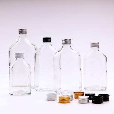 China Wholesale Price 100ml 200ml 250ml 350ml 500ml Best Flat Glass Beverage Bottles For Beverage Whiskey Vodka Coffee for sale