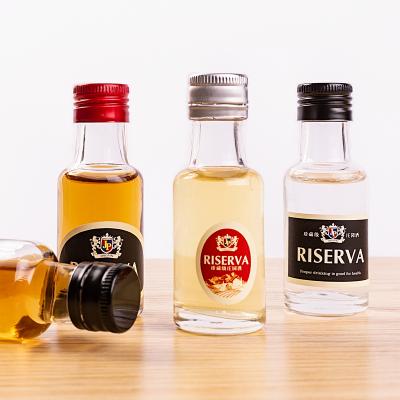 China Mini Beverage Spirit 30ml Miniature Glass Bottles For Whiskey Liquor Wine Miniatures With Screw Cap for sale