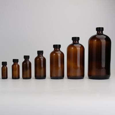 China Personal Care 15ml 30ml 60ml 120ml 240ml 480ml 1000ml Brown Amber Boston Glass Bottle with screw cap for sale