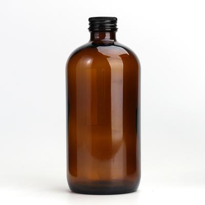 China Wholesale Chemical 480ml 16oz Amber Boston Glass Bottle With Screw Top for sale