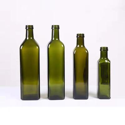 China Wholesale 250ml 500ml 750ml 1L Square Clear Liquid Packing Bottle Dark Green Amber Glass Bottle For Cooking Oil Olive Oil for sale