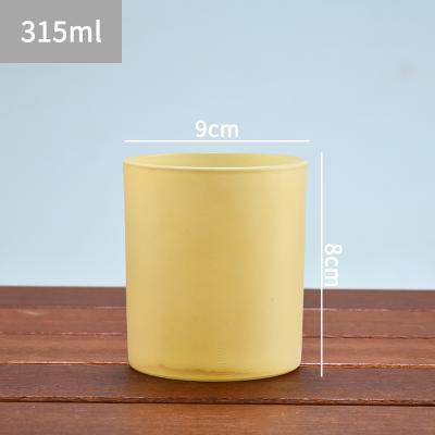 China Home Decoration 10oz 315ml Yellow Glass Jars Glass Cup For Perfume Candle With Wooden Lid for sale