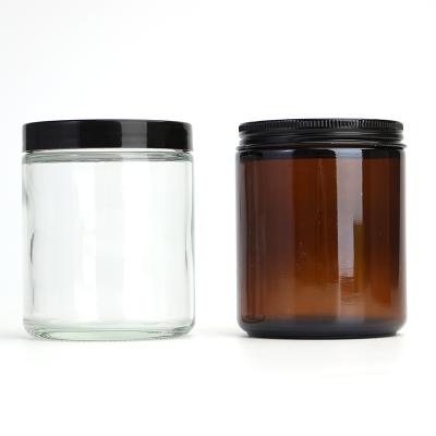 China Home maker high quality 3oz 8oz 100ml 250ml Amber Clear Glass Decoration Jar with lid for candle jar making for sale