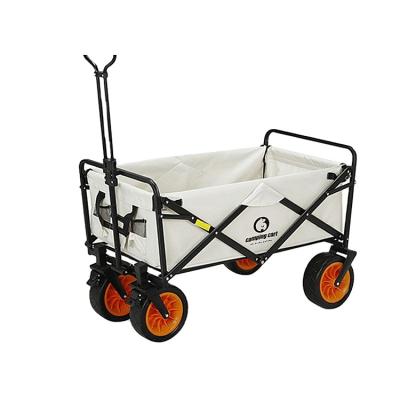 China OEM Factory Stainless Steel Easy Folding Folding Storage Cart Four Wheel Outdoor Camping Portable Cart for sale