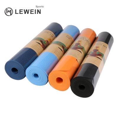 China Yoga Club Factory Sale Blue 6mm Double Layer Tape Hot Foldable Yoga Mat Custom Color for sale