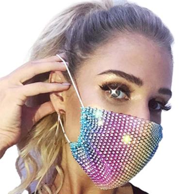 China breathable & Fashionale DWDP Glitter Rhinestone Face Masks Shine Crystal Mesh Masks Bling Masquerade Mask Halloween Ball Party Nightclub Praise Festival for sale