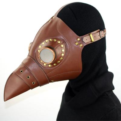 China Movie Character DWDP-HH17V Halloween Medieval Plague Doctor Masks PU Steampunk Leather Mask For Face Fashion Bird Beak Mask for sale