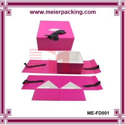 China Professional low price sturdy Paper pink color CMYK printing baby gift box With Ribbon for sale