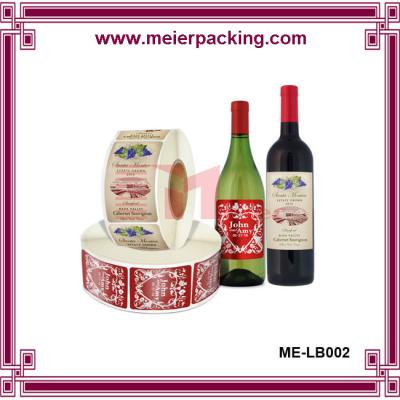 China Paper CMYK printing Wine bottle metal label/Bottle label &neck label mass production for sale