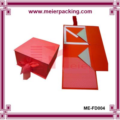 China Luxury glossy coadboard paper folding box for cosmetic with silk ribbon closure for sale