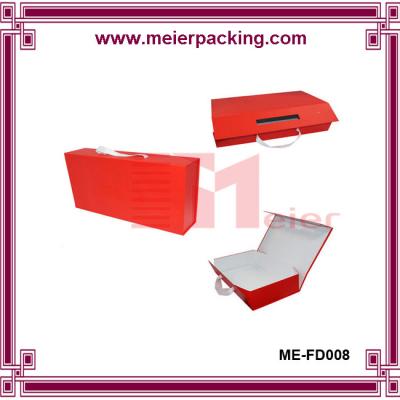 China Red color Printed foldable boxes china wholesale paper box manufacturer with ribbon handle for sale