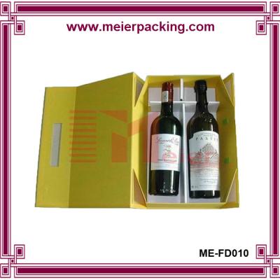 China China folding paper storage box for two red wine bottle packaging with handle for sale