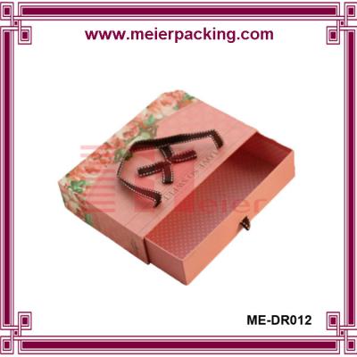 China Rigid paper cardboard luxury design custom logo drawer box with ribbon handle for kids gift for sale